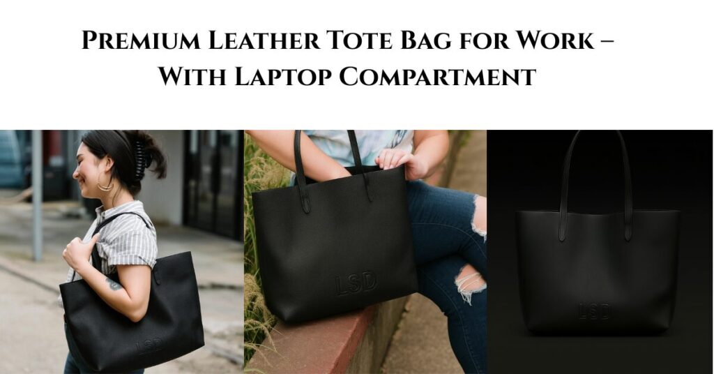 premium leather tote bag for work – with laptop compartment